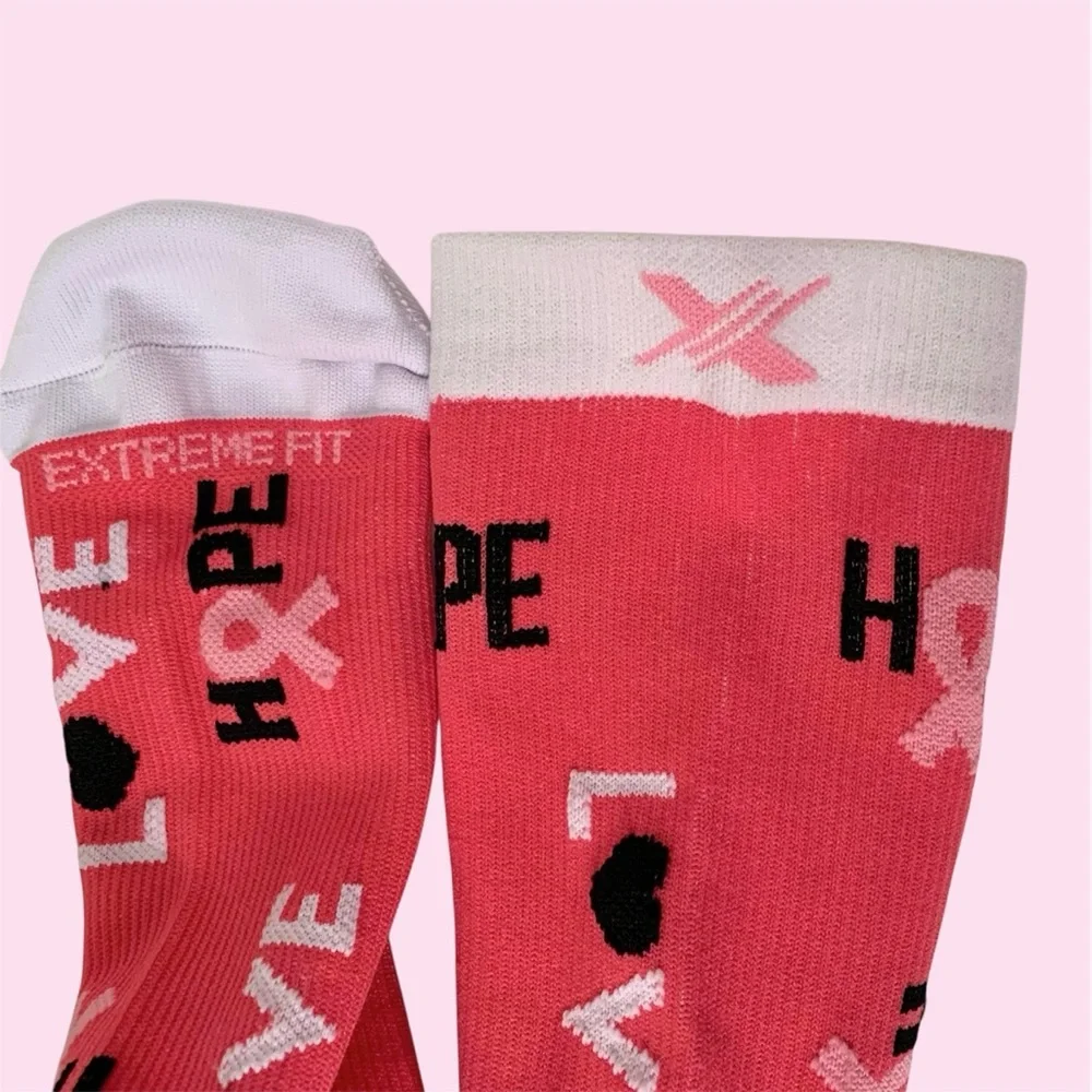 Pink Hope and Love Extreme Fit Breast Cancer Awareness Compression Socks, S/M